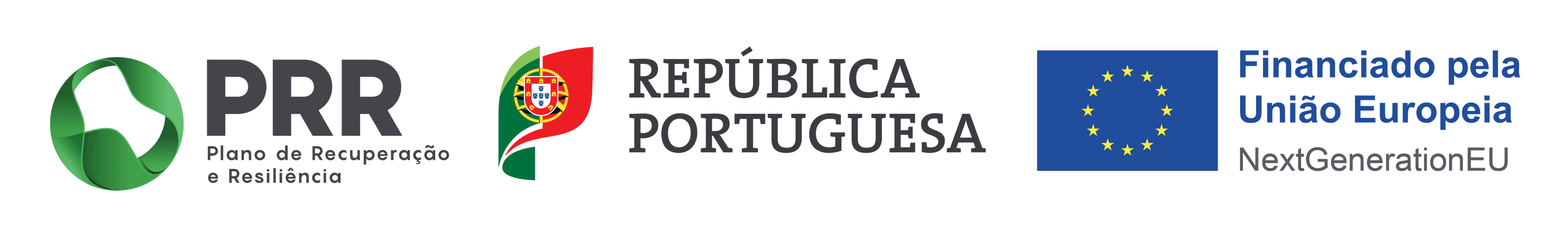 Logótipos de financiamento — Plano de Recuperação e Resiliência e União Europeia