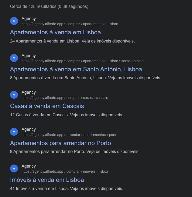Google pages for every area